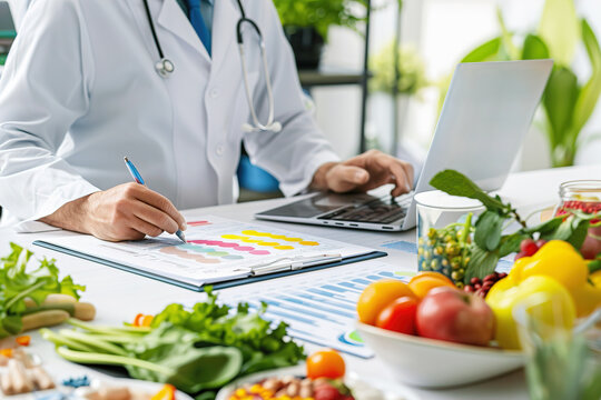 Nutritionist creating a personalized nutrition plan with DNA and biohacking data