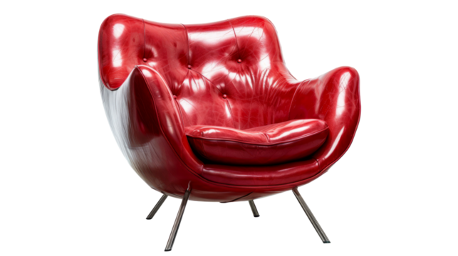 Red modern chair on white background