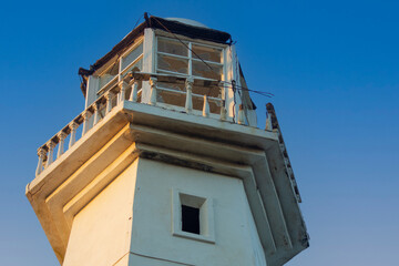 Fototapeta na wymiar Top view of an abandoned old lighthouse in Isla de Margarita, Venezuela.