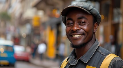 An office boy delivering mail with a smile, brightening up the recipients' day with his positive attitude - obrazy, fototapety, plakaty