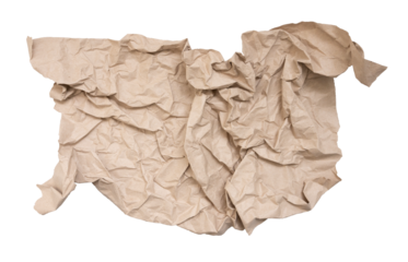 pezzo di carta marrone per imballaggi scontornato texture fotografica stropicciata usata piegata in pacchi spedizioni corrieri	