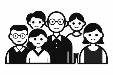Black and white vector icons representing different age groups of people, providing a clear and concise visual representation of age diversity