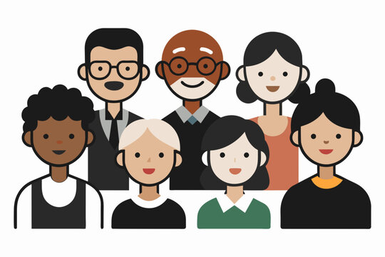 Black and white vector icons representing different age groups of people, providing a clear and concise visual representation of age diversity