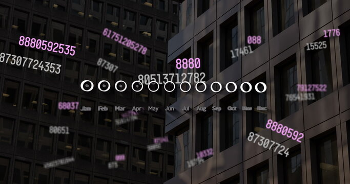 Image of data processing over cityscape