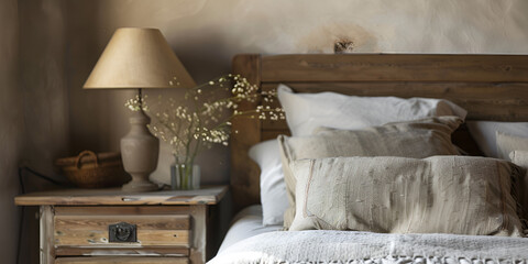 interior of a bedroom, wallpaper for furniture shop, bed with light color , 