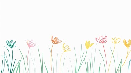 a minimalist spring illustration with colored lines positive image and mood plain white background - obrazy, fototapety, plakaty