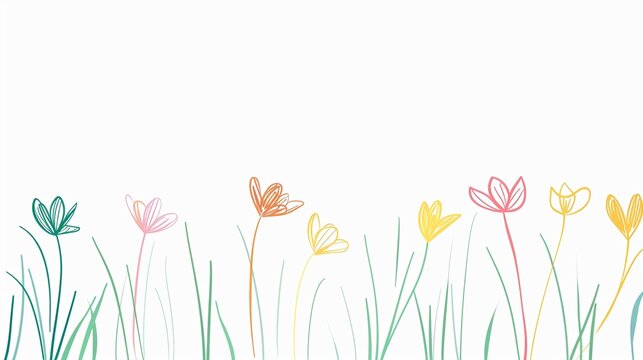 a minimalist spring illustration with colored lines positive image and mood plain white background