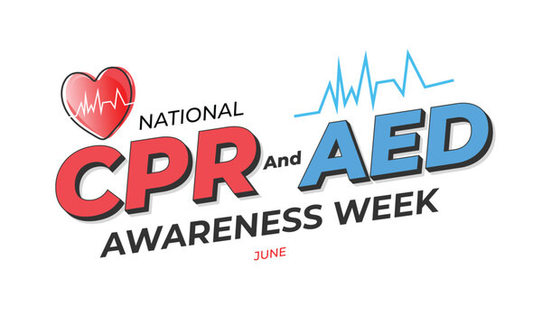 National CPR and AED awareness week. background, banner, card, poster, template. Vector illustration.