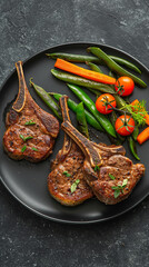 Lamb chops with vegetables and text space - 785515129