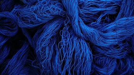 blue fabric background of waving net threads