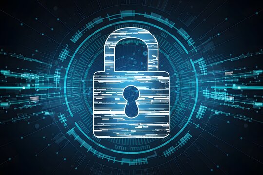 Closed padlock on digital background cyber security vector, symbolizing digital protection and encryption