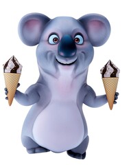 Fun 3D cartoon koala with an ice cream - 785516122