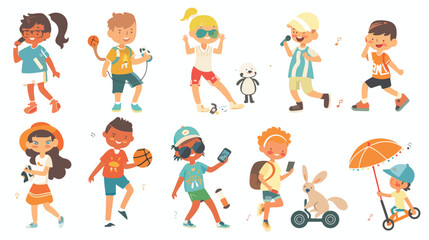 Fototapeta na wymiar Animal person children characters summer activity set