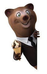 Fun 3D cartoon bear with an ice cream - 785516195