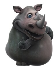 Fun 3D cartoon rhinoceros with thumbs up - 785516350