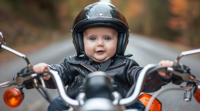 A baby dressed as a biker 01