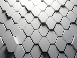 White dark 3d render background with hexagon pattern