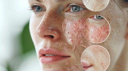 Naklejka premium Closeup detailed view of skin conditions and common treatment methods for dermatitis and other dermatological problems