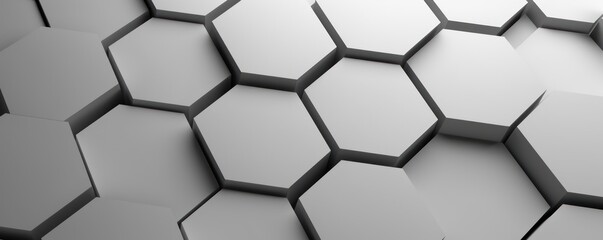 White dark 3d render background with hexagon pattern