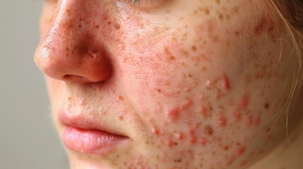 Common Skin Conditions and Potential Treatment Methods Shown in Detailed Facial Close Up