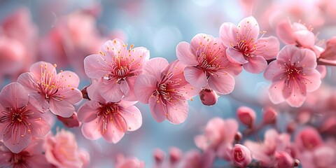 In the delicate spring, cherry blossoms adorn nature with their pink hue, exuding beauty and fragility.