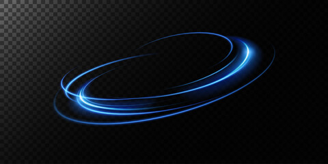 Abstract light lines of speed movement, blue colors. Light everyday glowing effect. semicircular wave, light trail curve swirl, optical fiber incandescent png. EPS10	
