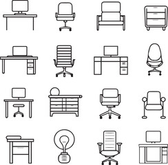 furniture icons set