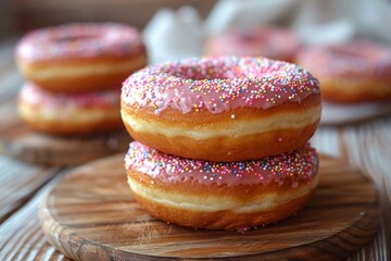 Obraz na płótnie Canvas A set of donuts lying on a table. National Doughnut Day