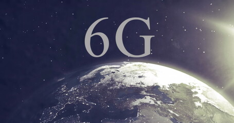 Image of 6g text over globe