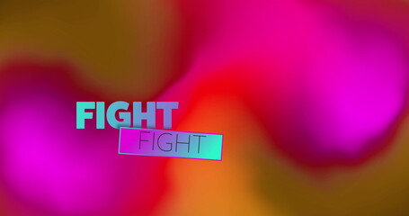 Image of fight text over shapes on yellow background