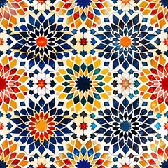 A series of vibrant, kaleidoscopic patterns seamlessly transitioning into each other, reminiscent of traditional Islamic art