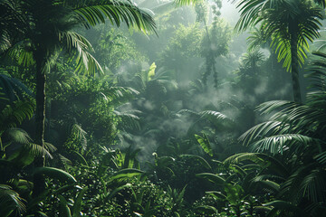 Deep tropical jungles of Southeast Asia in august - obrazy, fototapety, plakaty