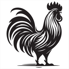Fototapeta na wymiar Rooster silhouette vector illustration templates solid white background