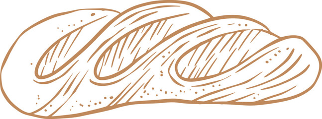Bread Loaf  Baguette baking bakery vintage line art sketch