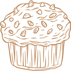  Muffin Dessert Vintage Elegant Sketch