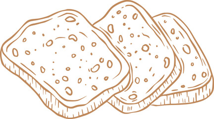 Bread Sliced baking bakery dessert vintage line art sketch