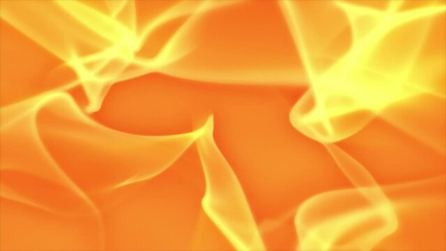 Yellow,orange soft curves. Loop animation abstract background. Fire, smoke or gas or plasma.
