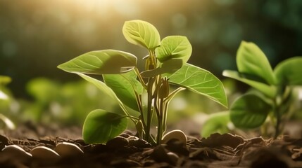 Green seedling illustrating concept of new life and development. 3d render