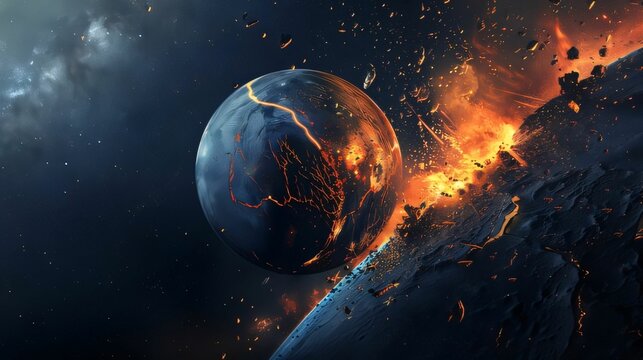 Fiery planet in space. Elements of this image furnished by NASA