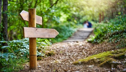 Guiding Trails: Wooden Way Direction Sign in Nature"