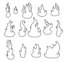 Vector set of flame, fire clipart
