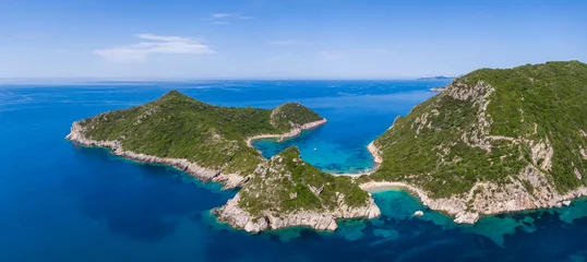 Gordijnen Aerial view of the Porto Timoni beach on the island of Corfu © Iurii