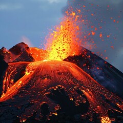 Volcanic eruption of Mount Etna, Sicily, Italy.