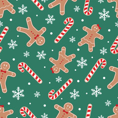 Christmas Seamless Pattern. Christmas and New year Holiday Repeatable Pattern. Decorative Elements Texture for Wallpaper, Gift Wrapping paper, Card or Banner Template or Fabric Textile Prints.