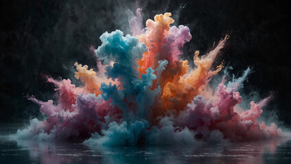 Fototapeta na wymiar A colorful explosion of pink, blue, and purple smoke.