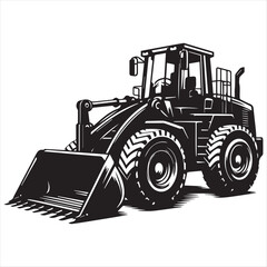 Wheel excavator silhouette vector illustration templates solid white background