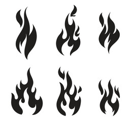 Vector set of flame, fire clipart
