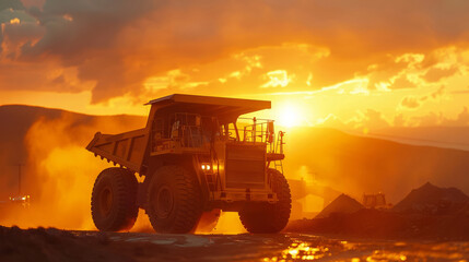 Obraz premium Late afternoon shadows on robust construction equipment
