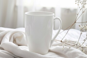 Obraz na płótnie Canvas Coffee charming white mug for mokup.