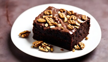 Fototapeta na wymiar chocolate brownie with walnuts